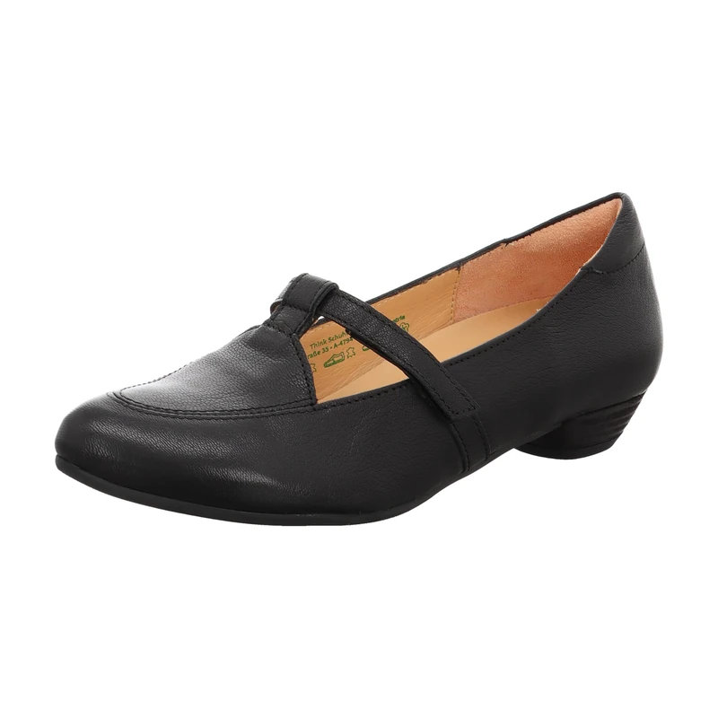 Think! Damen Grace chromfrei gegerbte nachhaltige Halbschuhe, Schwarz 0000