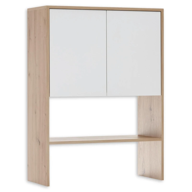 Stella Trading NERJA Cabinet Attachment for Washing Machine Cabinet, Look Countertop Cabinet for Additional Storage Space in the Bathroom and Laundry Room, Wood Material, Artisan Oak/White, 75 x 103 x