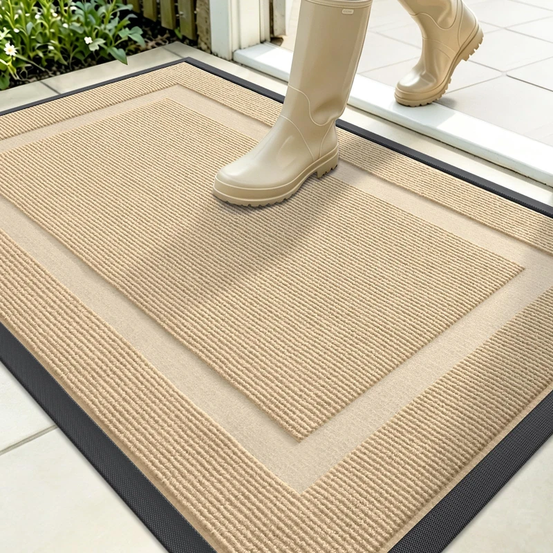 OLANLY Front Door Mat 36x24 - Waterproof Outdoor Doormat Beige