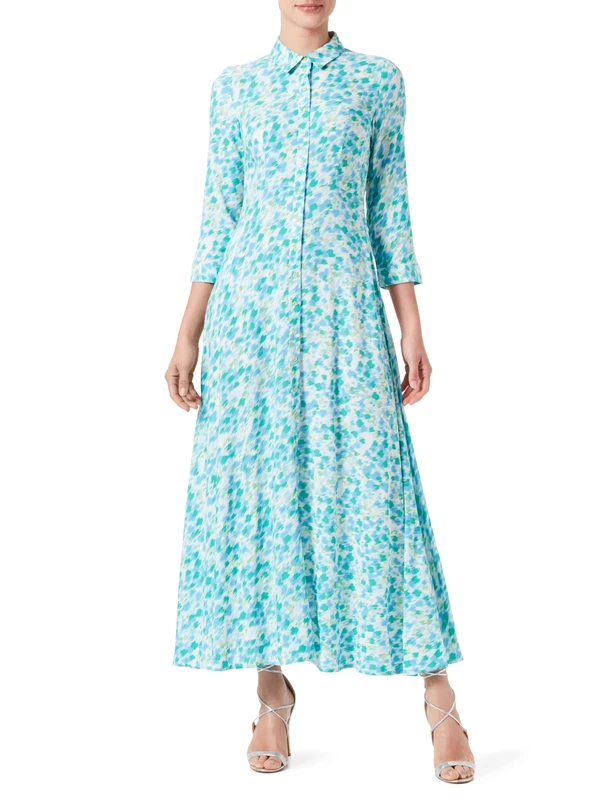 Y.A.S Yassavanna Long Shirt Dress S. Noos, Quiet Green/AOP:Fuzzy Flower, XS - Image 1