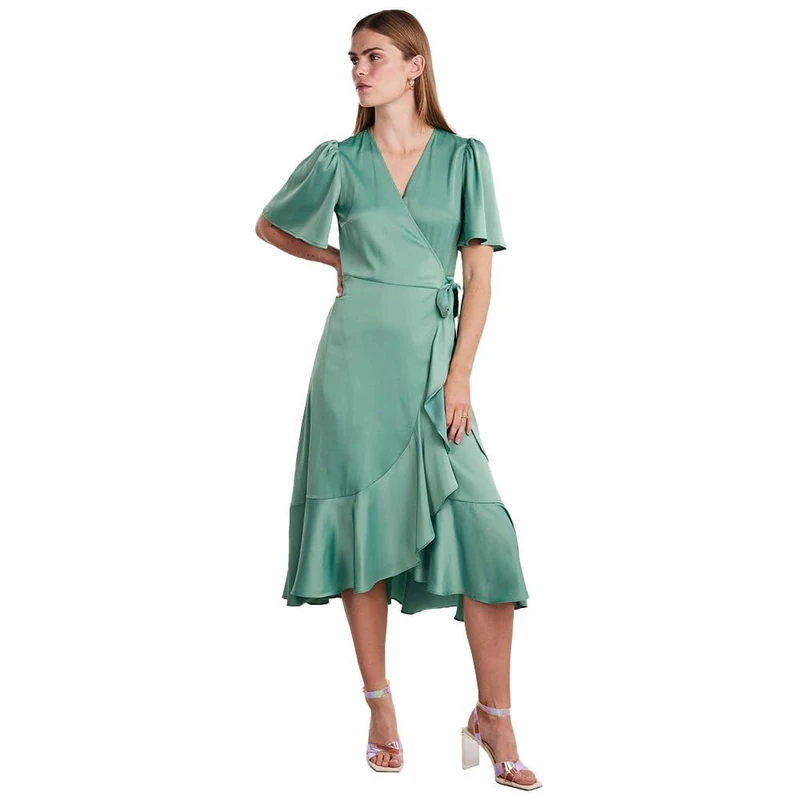 Y.A.S Yasthea 2/4 Midi Wrap Dress S. Noos, Malachite Green, XS