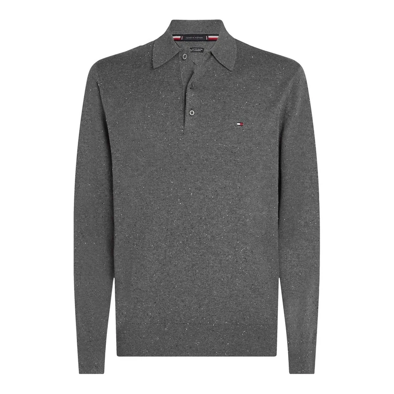 Tommy Hilfiger Men's Pima Org Ctn Cashmere Ls Polo Mw0mw36519 Other Sweaters, Grey (Donegal Medium Grey Heather), M