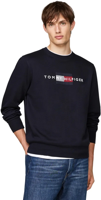 Tommy Hilfiger Men’s Flag Sweatshirt without Hood, Blue (Desert Sky), M