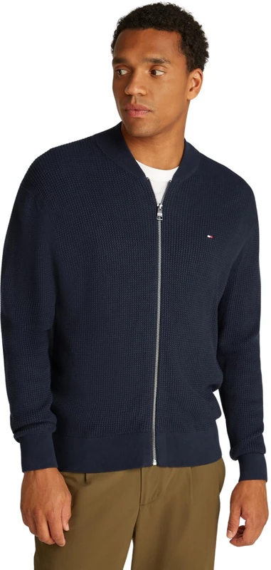 Tommy Hilfiger Men’s Structure Baseball Zip Through Cardigan Without Hood, Blue (Desert Sky), S