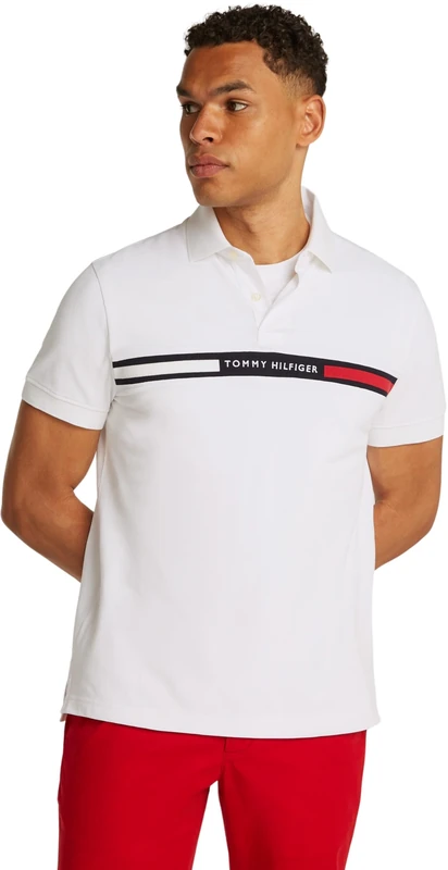 Tommy Hilfiger Men’s Short Sleeve Chest Insert Regular Fit Polo Shirt, White (White), 3XL