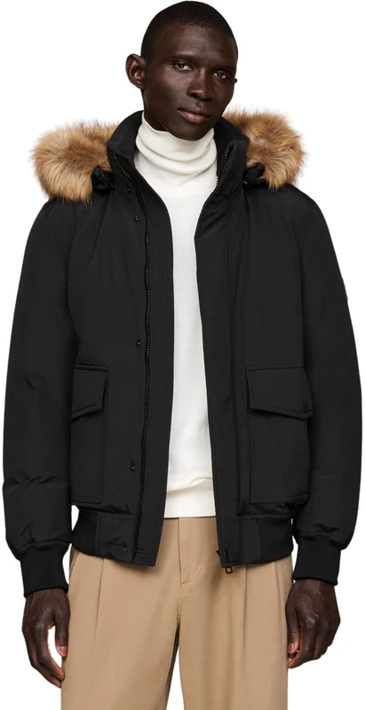 Tommy Hilfiger Men’s Rockie Down Bomber Jacket with Detachable Hood, Black (Black), 3XL - Image 1