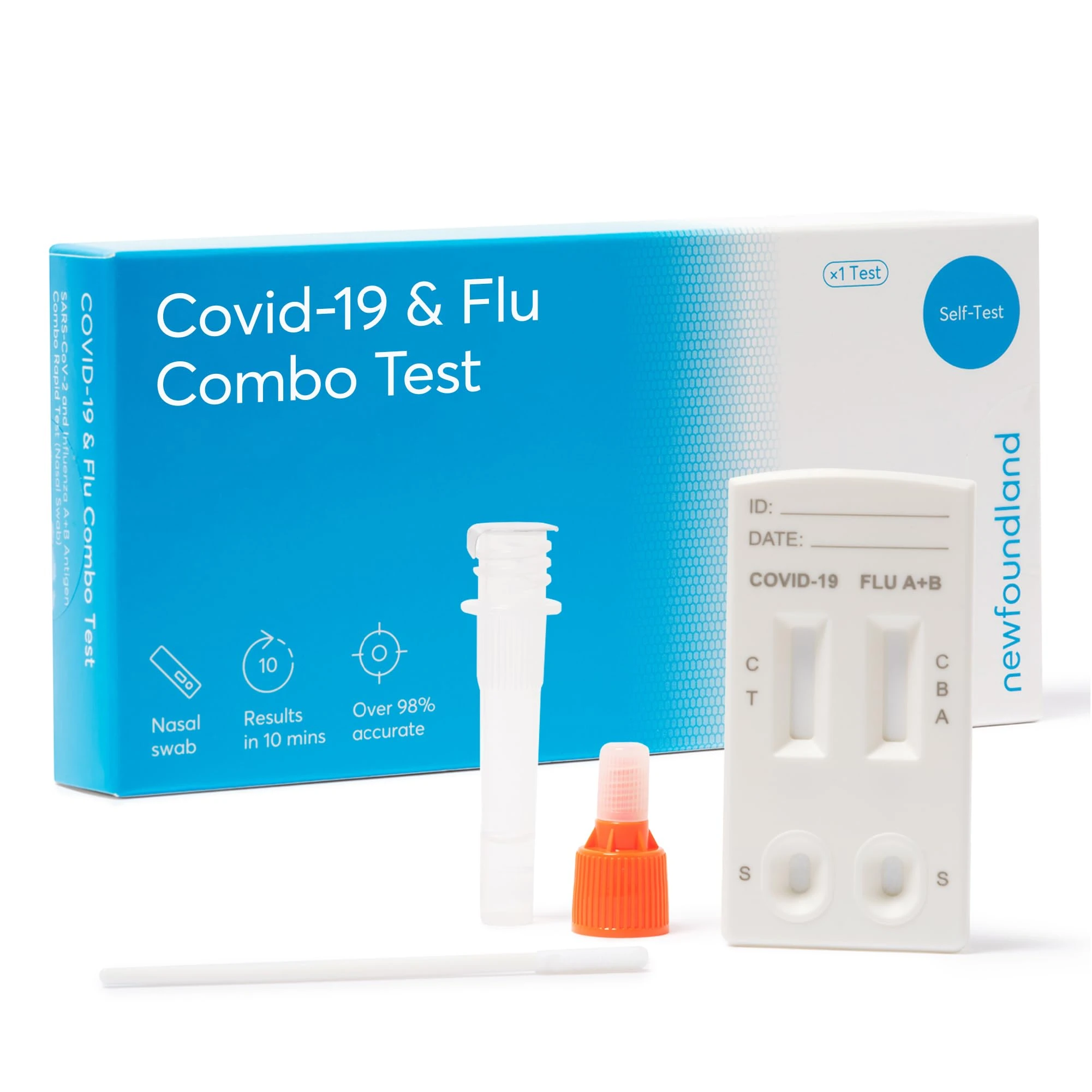 Newfoundland COVID & Flu Combo Test Kit - Dual Home Self-Testing for Influenza & COVID-19 - Rapid Results in 10 Minutes - Detects Coronavirus & Flu Strains - CE Certified - Single Use