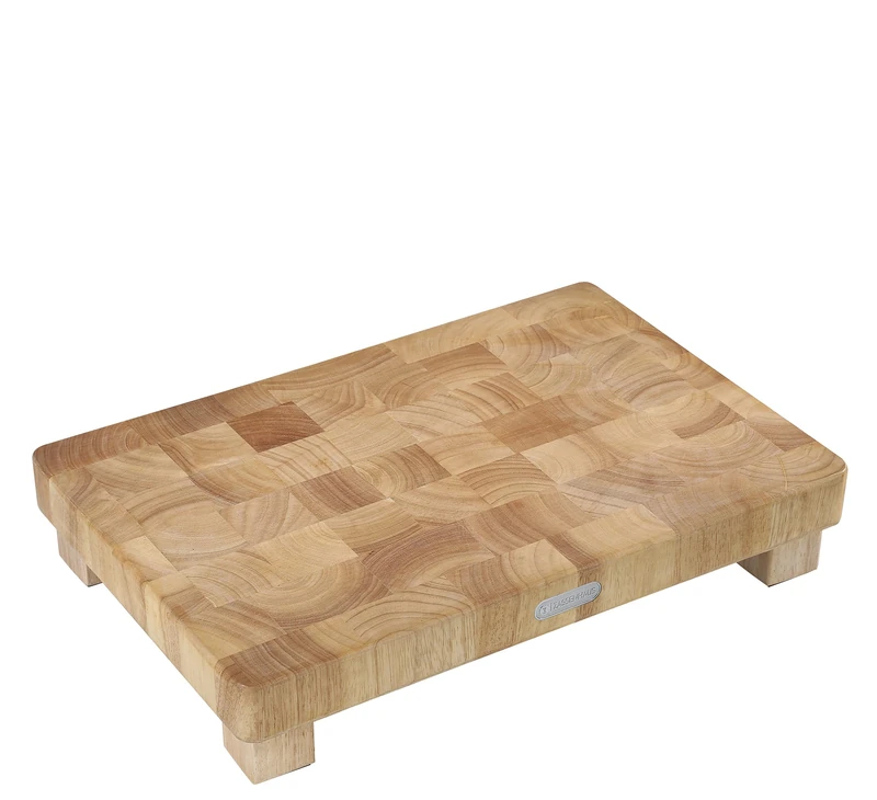 Zassenhaus Chopping Block Rubber Tree, End Wood, Cutting Board with Non-Slip Feet, 45 x 30 x 8.5 cm