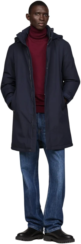 Tommy Hilfiger Men’s Tech Padded Parka with Hood, Blue (Desert Sky), S