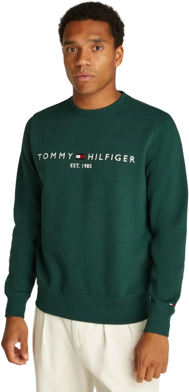 Tommy Hilfiger Men’s Round Neck Logo Sweatshirt, Green (Ornamental Green), 3XL