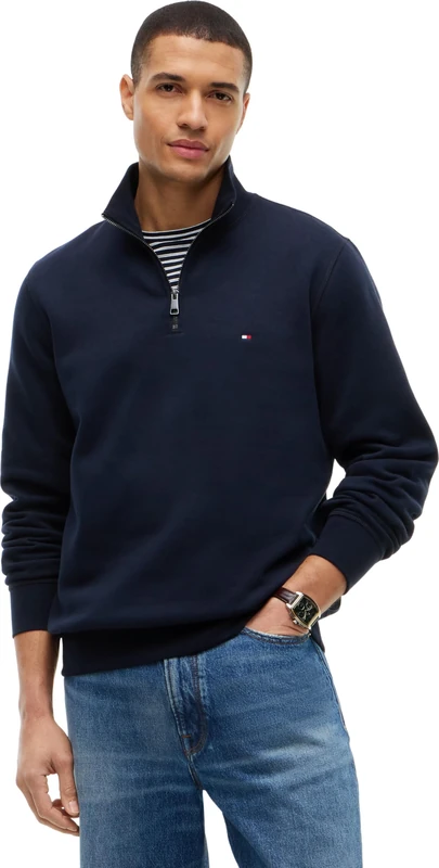 Tommy Hilfiger Men’s Essential Half Zip Fleece Sweatshirt, Blue (Desert Sky), XL