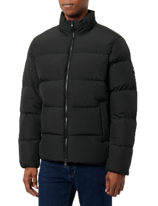 Tommy Hilfiger Men’s Down Puffer Jacket with Pockets, Black (Black), XXL