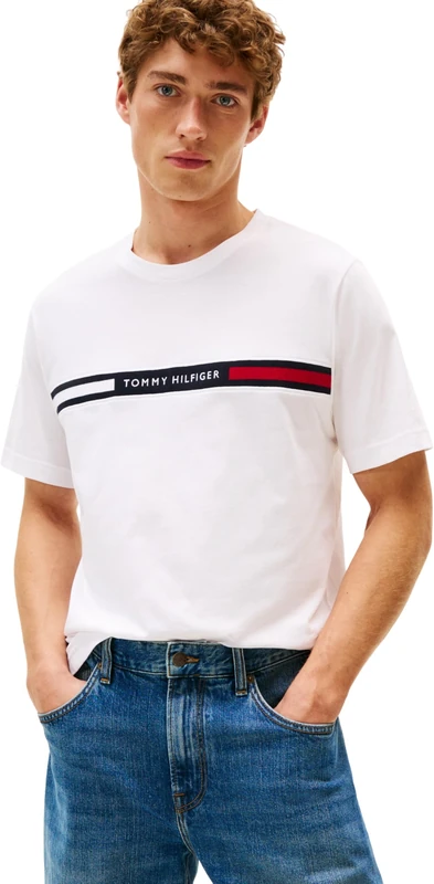 Tommy Hilfiger Men's Short Sleeve Round Neck T-Shirt, White (White), S