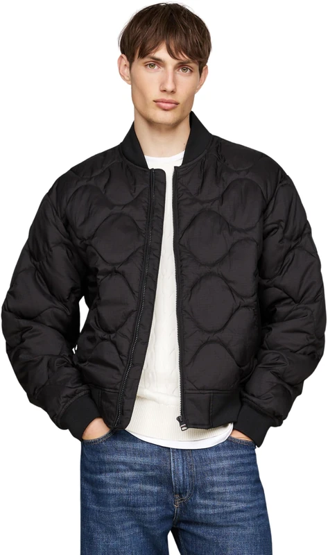 Tommy Hilfiger Men’s Onion Quilted Bomber Jacket, Black (Black), XL
