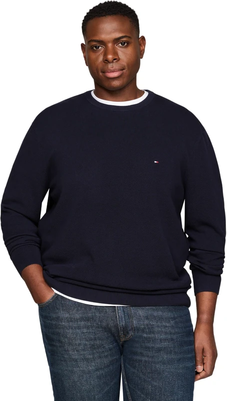 Tommy Hilfiger Men’s Essential Structure Crew Neck Knitted Jumper, Blue (Desert Sky), XXL