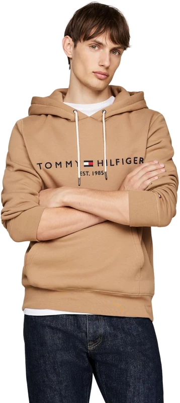 Tommy Hilfiger Men's Tommy Logo Hoodie, Beige (Safari Canvas), XL