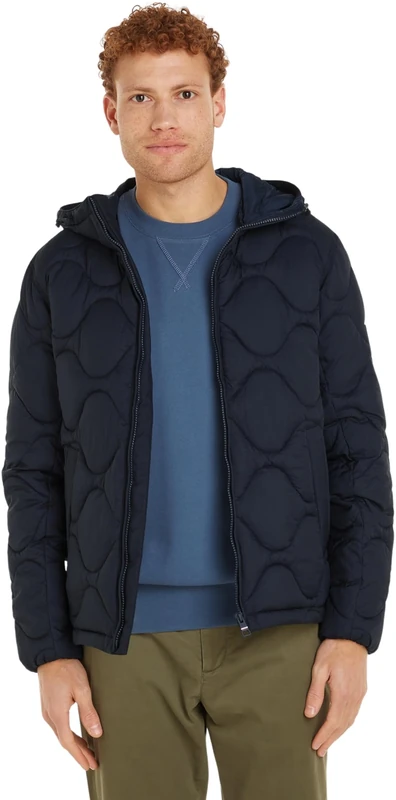Tommy Hilfiger Men’s Quilted Jacket with Hood, Blue (Desert Sky), XXL