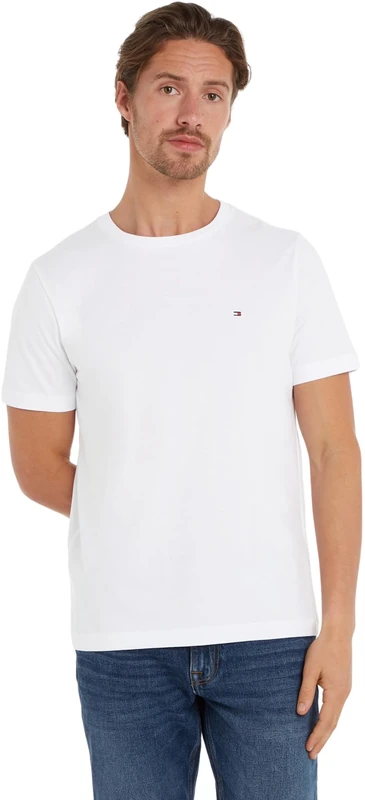 Tommy Hilfiger Men’s Short Sleeve Round Neck Essential Regular Fit T-Shirt, White (White), XXL