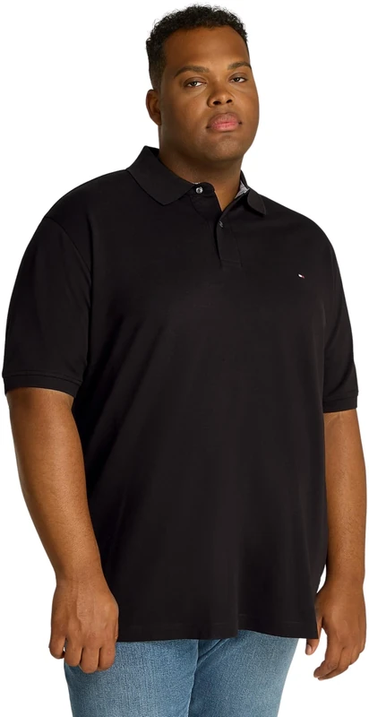 Tommy Hilfiger Men’s Short Sleeve 1985 Classic Stretch Polo Shirt, Black (Black), XXL