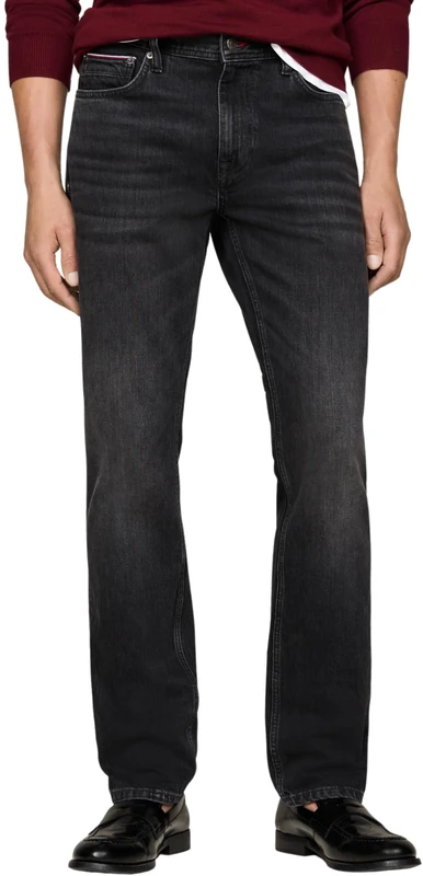 Tommy Hilfiger Men’s Straight Leg Cotton Jeans, Black (Twain Black), 28W/36L