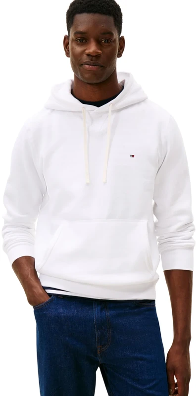 Tommy Hilfiger Men’s Essential Regular Fit Fleece Hoodie, White (White), XXL