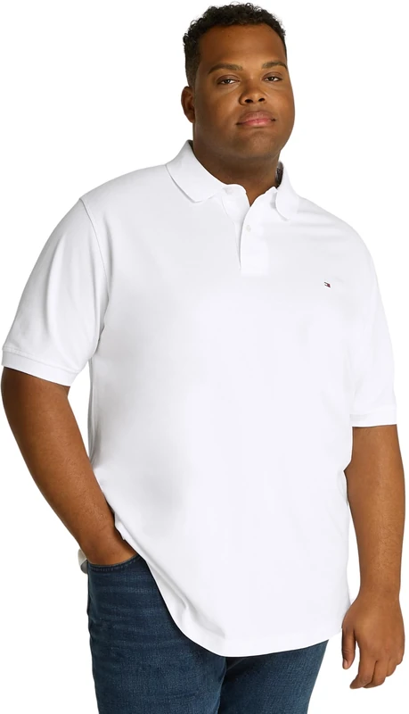 Tommy Hilfiger Men’s Short Sleeve 1985 Classic Stretch Polo Shirt, White (White), XXL