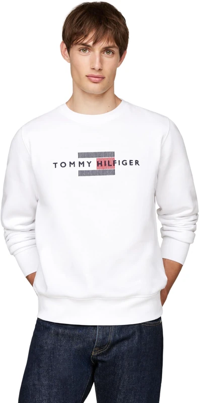 Tommy Hilfiger Men’s Flag Sweatshirt without Hood, White (White), XXL - Image 1