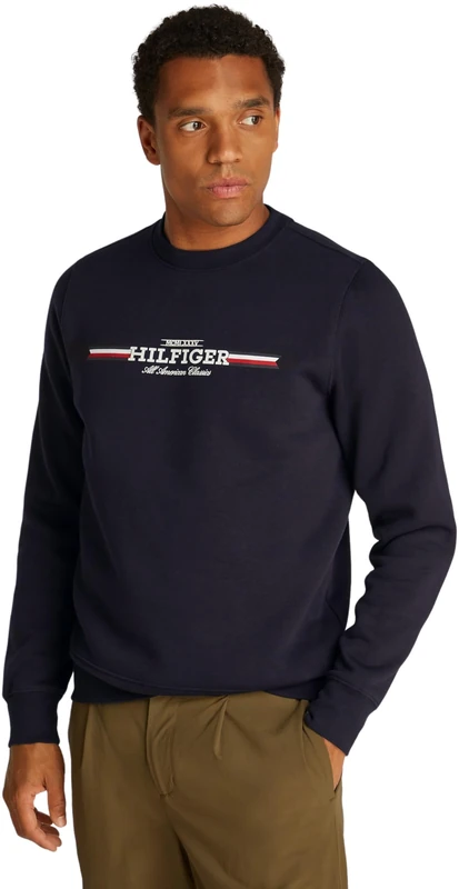 Tommy Hilfiger Men’s Round Neck Sweatshirt, Blue (Desert Sky), S