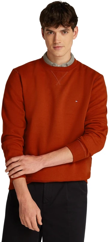 Tommy Hilfiger Men’s Essential Crew Neck Regular Fit Fleece Sweatshirt, Red (Dark Magma), 3XL