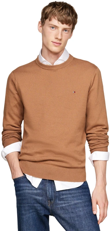 Tommy Hilfiger Men’s Crew Neck Regular Fit Jumper, Beige (Safari Canvas), 3XL