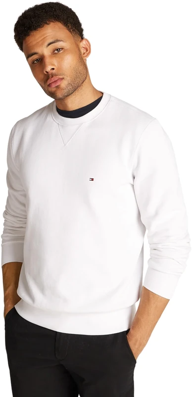 Tommy Hilfiger Men’s Essential Crew Neck Regular Fit Fleece Sweatshirt, White (White), 3XL