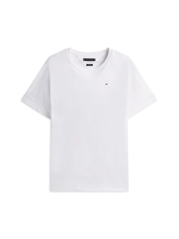 Tommy Hilfiger Men’s Short Sleeve Round Neck Essential Regular Fit T-Shirt, White (White), S