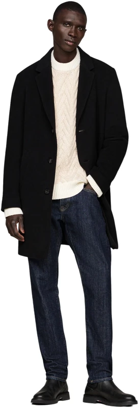 Tommy Hilfiger Men’s Single Breasted Mix Coat, Black (Black), 3XL