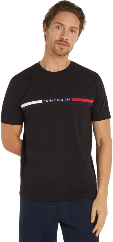 Tommy Hilfiger Men's Short Sleeve Round Neck T-Shirt, Black (Black), XS