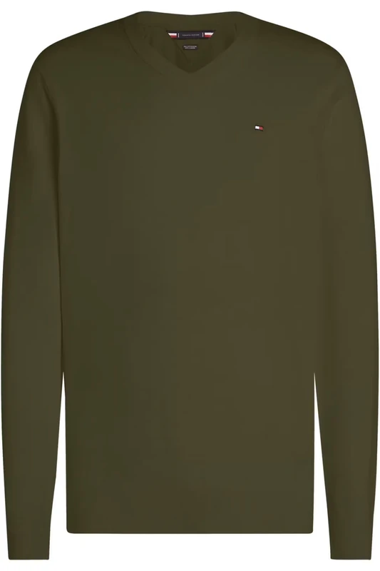 Tommy Hilfiger Men’s V-Neck Regular Fit Jumper, Multicolor (Army Green), 3XL