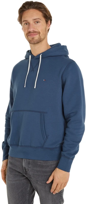 Tommy Hilfiger Men’s Essential Regular Fit Fleece Hoodie, Blue (Aegean Sea), 3XL