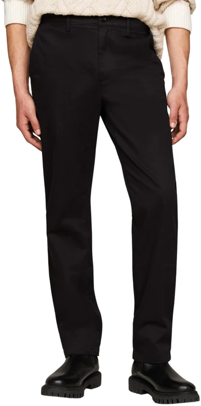 Tommy Hilfiger Men's Denton Satin Straight Fit Chinos, Black (Black), 30W/32L
