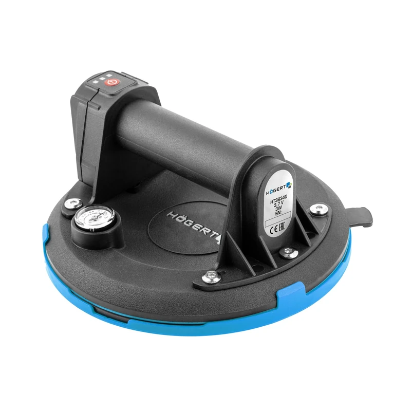 HÖGERT TECHNIK - Cordless Suction Cup 200 mm with Pressure Gauge, Battery Vacuum Cleaner, Heavy Duty Suction Lifter, Load: 150 kg, Suction Cup is Used When Transporting Window Glass, Smooth Objects