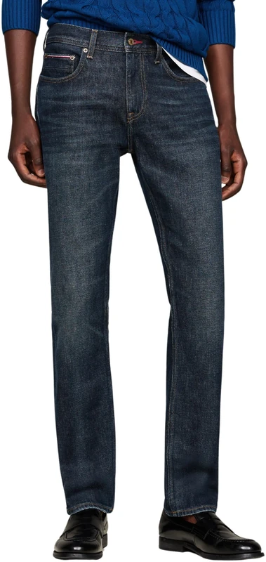 Tommy Hilfiger Men’s Denton Crest Straight Fit Jeans, Blue (Crest Indigo), 32W/34L