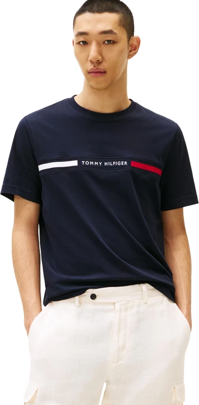 Tommy Hilfiger Men's Short Sleeve Round Neck T-Shirt, Blue (Desert Sky), S
