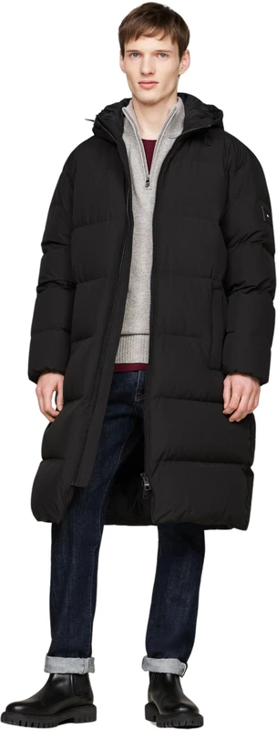 Tommy Hilfiger Men’s Down Parka with Hood, Black (Black), S