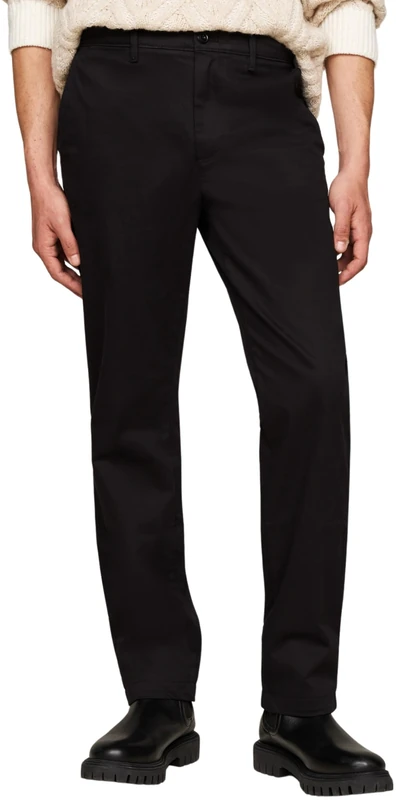Tommy Hilfiger Men's Denton Satin Straight Fit Chinos, Black (Black), 38W/28L