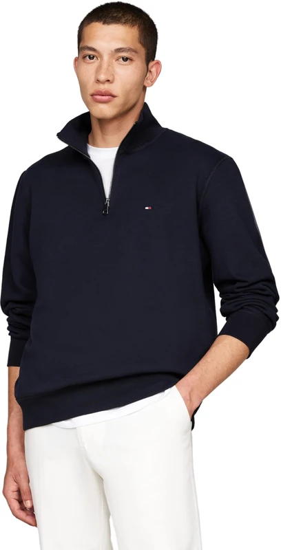Tommy Hilfiger Men’s Essential Half Zip Fleece Sweatshirt, Blue (Desert Sky), 3XL