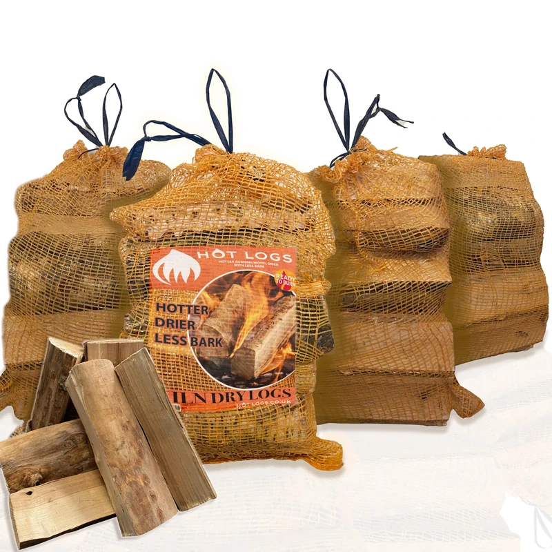 100L HARDWOOD Longer Burning Kiln Dried Logs 4 x 25L Nets, Ideal for Open fires, Fire Wood, Hot Wood Burning Stoves, BBQ's, Log Burners, Camping Fires, Fire Pits & Pizza Ovens (4 x 25L)