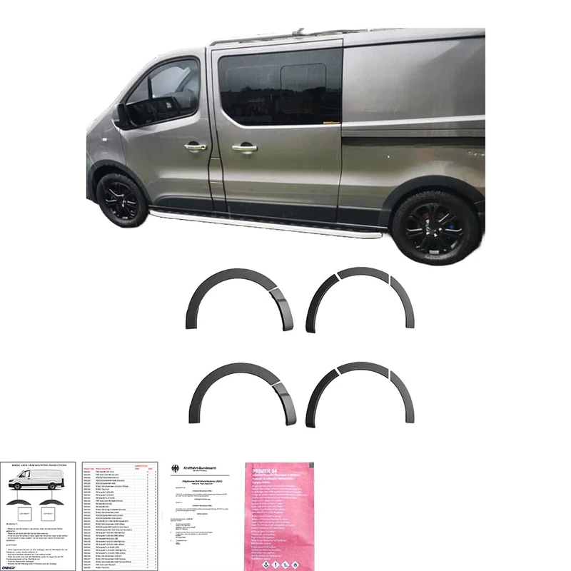 Oneway Set Wheel Arch Trims compatible with Renault Trafic 2014- & Opel Vivaro 2014-2018 (Long wheel base) - Matt black