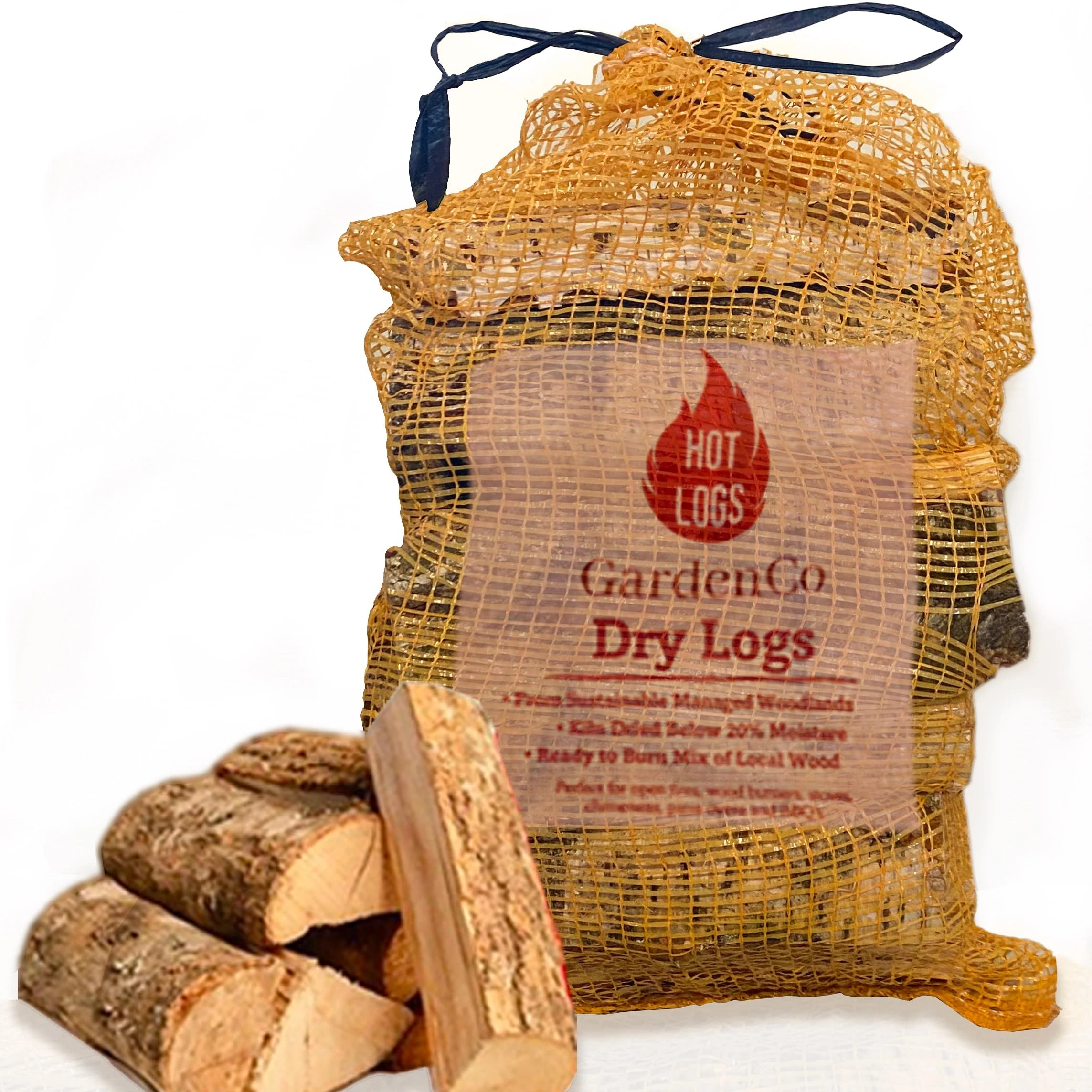 Sacks of Kiln Dried Logs for Open fires, charcoal, Hot Wood Burning Stoves, BBQ's, Log Burners, Camping Fires, Fire Pits & Pizza Ovens (1 Sack)