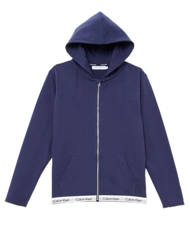 Calvin Klein Jeans Kids Gender Inclusive's Ls Zip Up Hoodie KK0KK00111, Blue (Peacoat), 12-14
