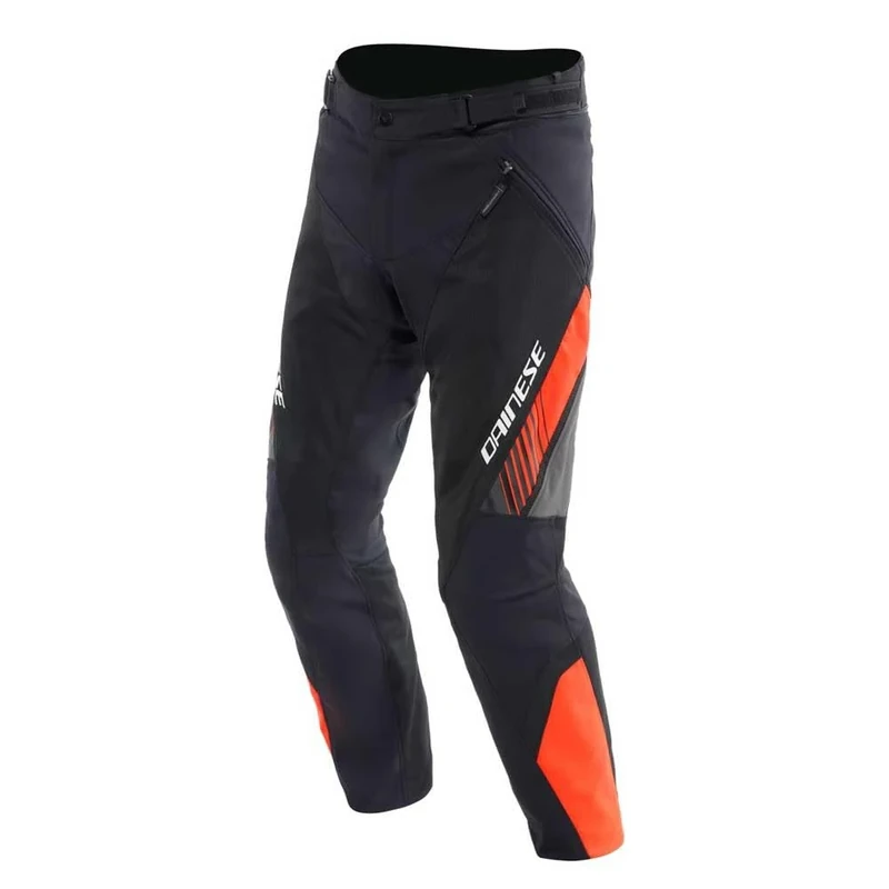 Dainese - Drake 2 Air Absoluteshell Pants, Motorbike Waterproof Trousers, Ventilated, with Removable Knee Protectors, Men, Black/Red-Fluo, 44