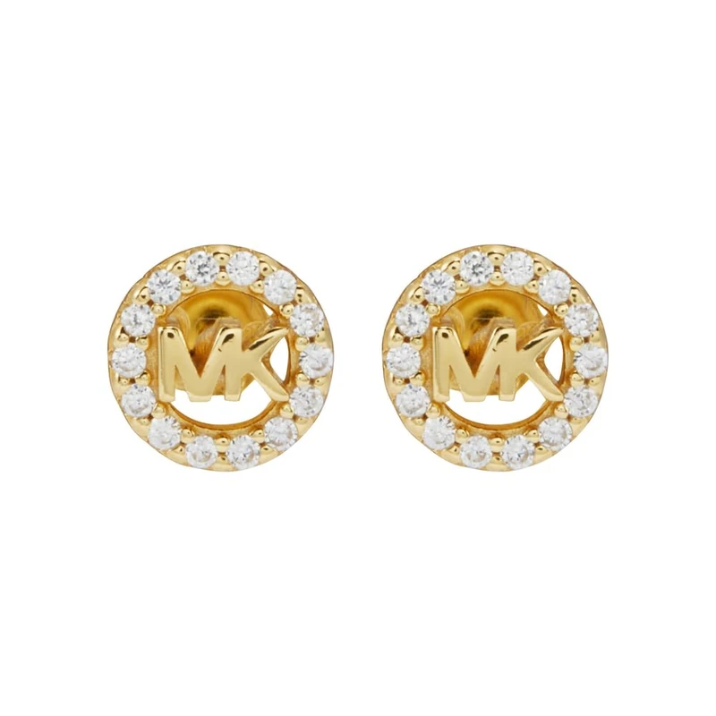 Michael Kors Women's Premium Kors MK Gold-Tone Sterling Silver Logo Stud Earrings, MKC1727CZ710