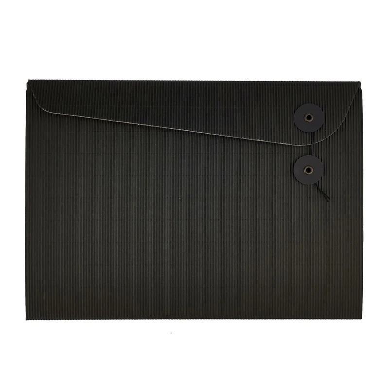 smart by Leviatan Smart Cardboard Portfolio Folders 6-Piece - Folder with Strap Closure for Safe Storage and Transport - Folder for Storing Documents Made of Beautiful Corrugated Cardboard, Black